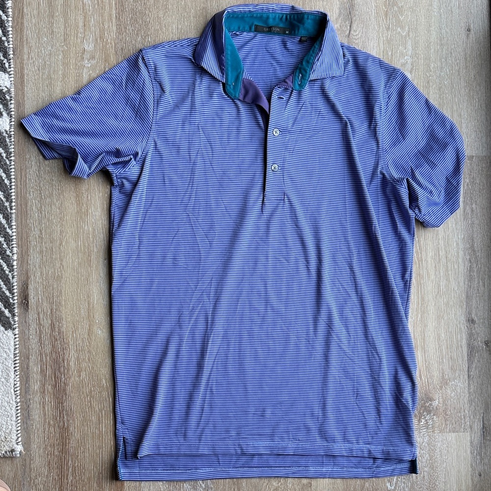Greyson Blue Striped Polo Shirt